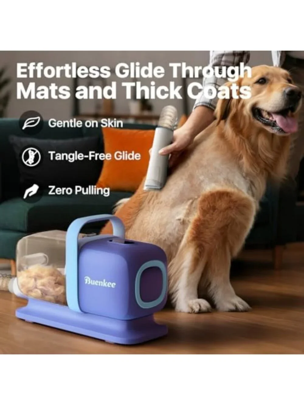 Dog Grooming Vacuum Kit with 15000Pa Suction, Shedding Brush & 2L Capacity